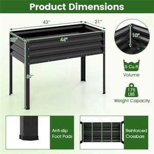 Jardinera Metálica Ergonómica de 44 Pulgadas de Alto, Jardín Elevado de 32 Pulgadas con Orificios de Drenaje, Color Negro - Edificios para Jardín - Product Image 4