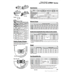 Actionneur rotatif pneumatique SMC CRA1BSU63-180Z pièces pneumatiques - Product Image 2