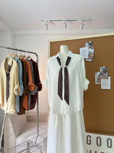 L814 Women's Linen Lightweight Woven Sheer Blouse <b>Scarf</b> Button-Down Collar Long Sleeve Loose Fit Casual Breathable Shirt Summer - Product Image 4