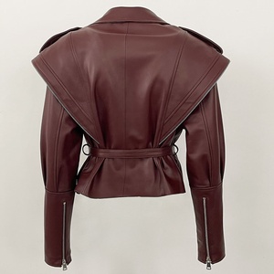 New Design Oem Soft Women Leather <b>Jacket</b> Soft Leather best Material Anti-wrinkle Quick Dry Anti-pilling Women Leather <b>Jacket</b> - Product Image 3