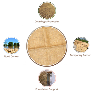 Bolsa de arena de yute de alta resistencia con saco biodegradable con cordón para la construcción Barrera de control de erosión Soporte de pared y cimentación - Product Image 5