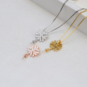 Ensemble pendentif et bague ouverte en argent S925, bijoux fins pour femme, avec support de perle vide, 1308 - Product Image 2