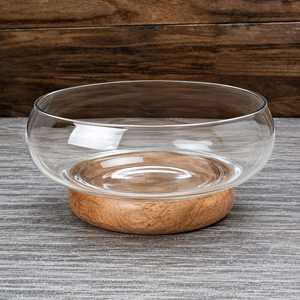 ชามแก้วคุณภาพสูงพร้อมฐานไม้ ขายส่ง ชามตกแต่งบ้าน - Product Image 1