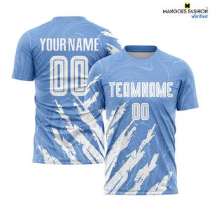 Uniforme de Fútbol Personalizado Sublimado en Azul Claro y Blanco, Transpirable, de Alta Calidad para Adultos, Colores y Tallas Personalizables - Product Image 5