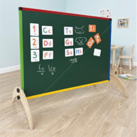 Tableau à double face pour enfants, tableau blanc magnétique et tableau noir avec angle réglable, cadre arc-en-ciel, pieds en bois