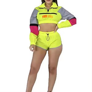 Ensemble de survêtement décontracté pour femme, coupe régulière, respirant, imprimé, coupe-vent, avec short, collection automne 2026, style streetwear - Product Image 4