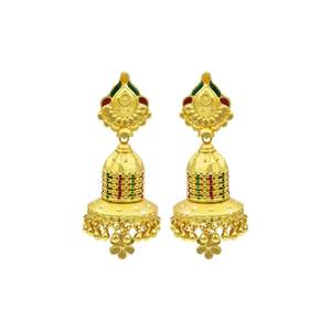 Wholesale 14K18K24K Micron Gold Plated Fashion Jhumka Earrings Traditional Design Bridal Earrings Set <b>Wedding</b> Jhumka Earring Set - Product Image 2