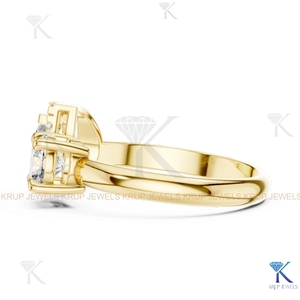 Bague Toi et Moi personnalisée en diamant CVD cultivé en laboratoire, taille brillant rond, en or massif 14K, KRUP JEWELS KJ 89, certifiée IGI, unisexe - Product Image 6
