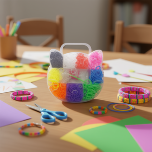 Elastici per artigianato Ilan, 600 pezzi, 9 colori, 16x13x2,5 cm, con custodia. - Product Image 3