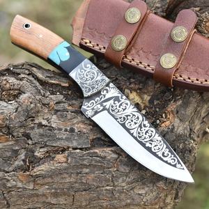 Pasha Enterprises Custom Engraved Industrial Grade Fixed Blade <b>Drop</b> Point Outdoor Utility Combat Knife Wood Resin Handle Full - Product Image 1
