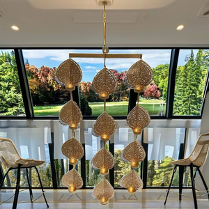 Décoration murale suspendue en métal, feuille décorative, sculpture en fer, décoration intérieure moderne pour salon, chambre, hall d'hôtel. - Product Image 6