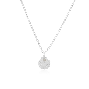 Collar de Conchas Marinas para Mujer |   Colgante de Concha de Vieira de Plata de Ley 925 con Cuentas de Piedras Preciosas para Compromiso, Boda y Fiesta - Product Image 1