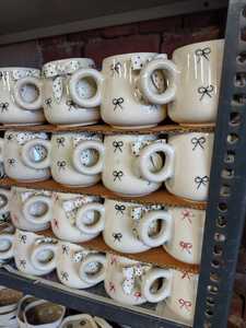 แก้วกาแฟเซรามิค ลายจุดโบว์น่ารัก ทำมือ สไตล์น่ารัก สำหรับใช้ในบ้าน - Product Image 2