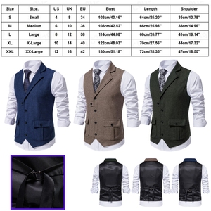 Chaleco de Traje para Hombre, Corte Slim Fit, Diseño Espigado, Lana Tweed, Cuello en V, Estilo Vintage, para Negocios, Bodas, Casual, Color Gris, para Otoño - Product Image 5
