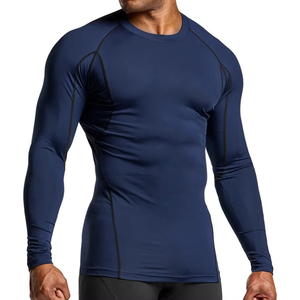 T-shirt de compression à manches longues pour homme, respirant, anti-humidité, en tissu extensible, pour la gym, avec logo personnalisé, vente en gros, vêtements de sport - Product Image 3