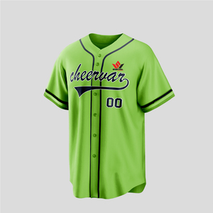 Maillot de baseball unisexe Cheerwar bleu clair à manches courtes, boutonné sur le devant, imprimé sérigraphié avec le nom de l'équipe, évacuation de l'humidité, 100 % coton - Product Image 5