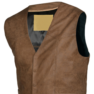 Gilet en cuir pour homme à boutons, style motard, sans manches, en cuir véritable, personnalisable, vente en gros OEM - Product Image 5