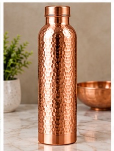 Elegance <b>Copper</b> <b>Water</b> <b>Bottle</b> with Lid Portable Eco Friendly Drinkware Traditional Peacock Design - Product Image 2
