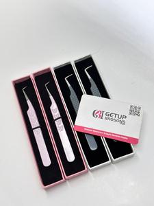 Pince à épiler pour cils GETUP BROSONS IMPEX 90 degrés, longue, en acier inoxydable de précision, anti-statique, à pointe lisse de 10 mm, motif papillon - Product Image 2