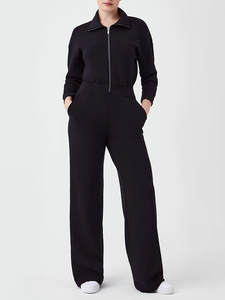 Mono de invierno de una pieza para mujer, de manga larga, con capucha, ajuste regular, de forro polar suave, estilo bandage, para viaje - Product Image 1