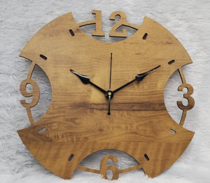 Horloge murale industrielle moderne en bois, quartz analogique, aiguilles lumineuses, design silencieux pour salon, simple face, 12 pouces, bois brun - Product Image 3