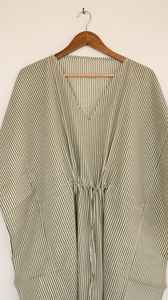 Women Olive Green Cotton <b>Kaftan</b> Dress Loose Fit Lounge Beach Maxi Dress - Product Image 4