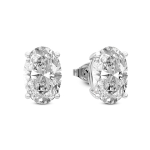 Orecchini a lobo da donna Gema Creative, classici ed eleganti, in oro massiccio 18k, con diamante ovale coltivato in laboratorio a quattro griffe, certificati IGI - Product Image 2