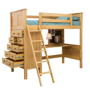 วาเลนเซียเตียงคู่สไตล์ลอฟท์พร้อมชุดเดรสไม้แข็งทำด้วยมือทำจากไม้สนเวียดนามดีไซน์ทันสมัย - Product Image 3