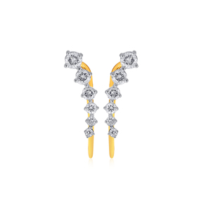 Boucles d'oreilles à crochet en diamant Starry Pebbles pour femmes, en or jaune, diamant taille brillant rond, style minimaliste, pour usage quotidien - Product Image 1
