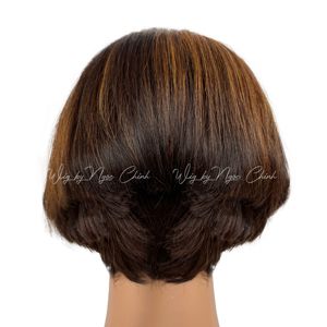 Perruque courte en dentelle personnalisée, faite à la main, 100% cheveux humains vierges Remy, Vietnam, donneur unique, 30 pouces de longueur étirée, multi-boucles - Product Image 2