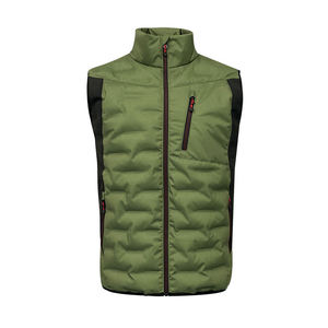 Gilet matelassé réversible à capuche vert pour homme, sans manches, zippé, coupe-vent, séchage rapide, vêtement d'extérieur d'hiver, option logo personnalisé, mélange de coton - Product Image 1