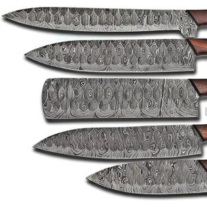 Juego de cuchillos de chef hechos a mano de acero de Damasco diseñados para la preparación profesional de alimentos, utensilios de cocina de alto rendimiento. - Product Image 4