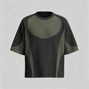 T-shirt unisexe personnalisé à deux tons, manches courtes, style streetwear, brodé, décontracté - Product Image 3