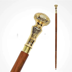 Bastones de Madera Natural Ecológicos con Mango de Latón Pulido, Estilo Rústico Moderno, Ideales para Regalo - Product Image 1