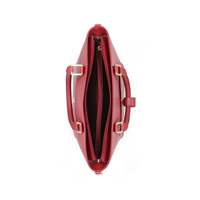 Sac fourre-tout de luxe en cuir rouge pour femme avec design structuré, deux poignées supérieures et bandoulière réglable et amovible