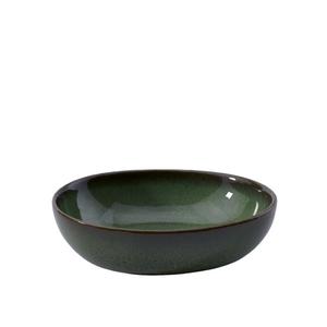 Bol de service en céramique émeraude profonde, silhouette basse et large, finition brillante, résistant aux éclats, sans danger pour les aliments, pour un style de table contemporain - Product Image 2