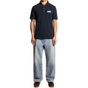 Polo en coton tendance pour homme, gris pierre, en piqué respirant, coupe classique décontractée, avec logo brodé personnalisé - Product Image 5