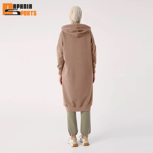 Abaya Deportiva OEM para Mujer Musulmana, Invierno, 100% Algodón, Manga Larga, con Capucha, Vestido Modesto, Bolsillos Delanteros, para Adultos - Product Image 3