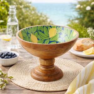 Bol en bois imprimé avec autocollants, décoratif pour la maison et la cuisine, bol à pâte, bol de service en bois émaillé pour restaurant, pour salades et fruits - Product Image 5