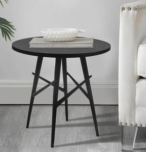 Minimalist <b>Round</b> Wood <b>Side</b> <b>Table</b> <b>Black</b> Indoor Living Room Furniture Durable Design - Product Image 1