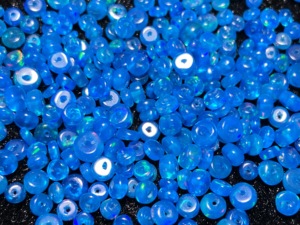 Natural Opal Beads Ethiopian Welo Stone 3-5mm Smooth Rondelle Drilled Gemstone Pryba Blue Color Smoked Treated Hasnain Gems - Product Image 3