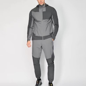 Chándal Deportivo para Hombre en Color Gris con Bloques de Color, Manga Larga, Capucha, Estilo Deportivo, para Otoño, con Bolsillos Laterales, Cierre de Cremallera, Corte Regular - Product Image 1