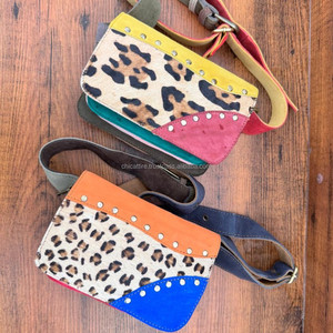 Western Handmade Real Animal Print Fur Genuine Leather Hip Pocket <b>Bags</b> Women's Vintage Stylish Festival Adjustable Fanny Packs - Product Image 5