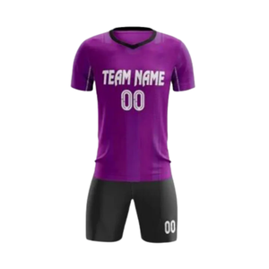ชุดกีฬาฟุตบอลชาย เสื้อเจอร์ซีย์โพลีเอสเตอร์ 100% ระบายอากาศได้ดี พิมพ์ลายแบบซับลิเมชั่น ชื่อทีม ชื่อผู้เล่น และหมายเลข ชุดฟุตบอล - Product Image 1
