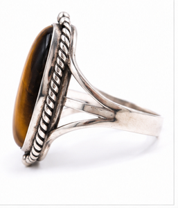 Natural <b>Tiger</b> <b>Eye</b> Oval Silver <b>Ring</b> 925 Sterling Silver Handmade <b>Tiger's</b> <b>Eye</b> Statement <b>Ring</b> Golden Brown Gemstone Boho Jewelry - Product Image 1
