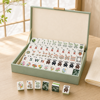 Set Permainan Mahjong Amerika Bahan Jade Bambu Akrilik untuk Hadiah Butik dan Toko Permainan Papan