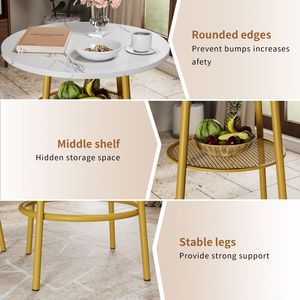 Set da Pranzo in Finto Marmo a 3 Pezzi con 2 Sgabelli per Casa, Hotel o Ristorante, Arredamento per Cucina e Sala da Pranzo - Product Image 6