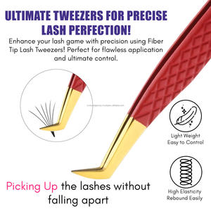 Pince à cils Fiber Grip à pointe fine droite pour extensions de cils volume 90 °   Outil en acier inoxydable pour volume russe - Product Image 6