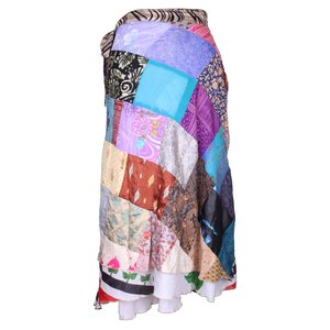 Indian Magic Silk Wrap <b>Skirt</b> Patch Work Vintage Style Silk Wrap <b>Skirts</b> for Girls/Women SW0210 <b>Skirt</b> <b>Boho</b> Stylish Multi Color - Product Image 4