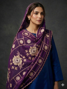 Hiyab de Algodón Voile para Mujer, con Bordado Floral Dorado y Pedrería, Ligero, Transpirable, Chal Largo, Proveedor Mayorista - Product Image 3